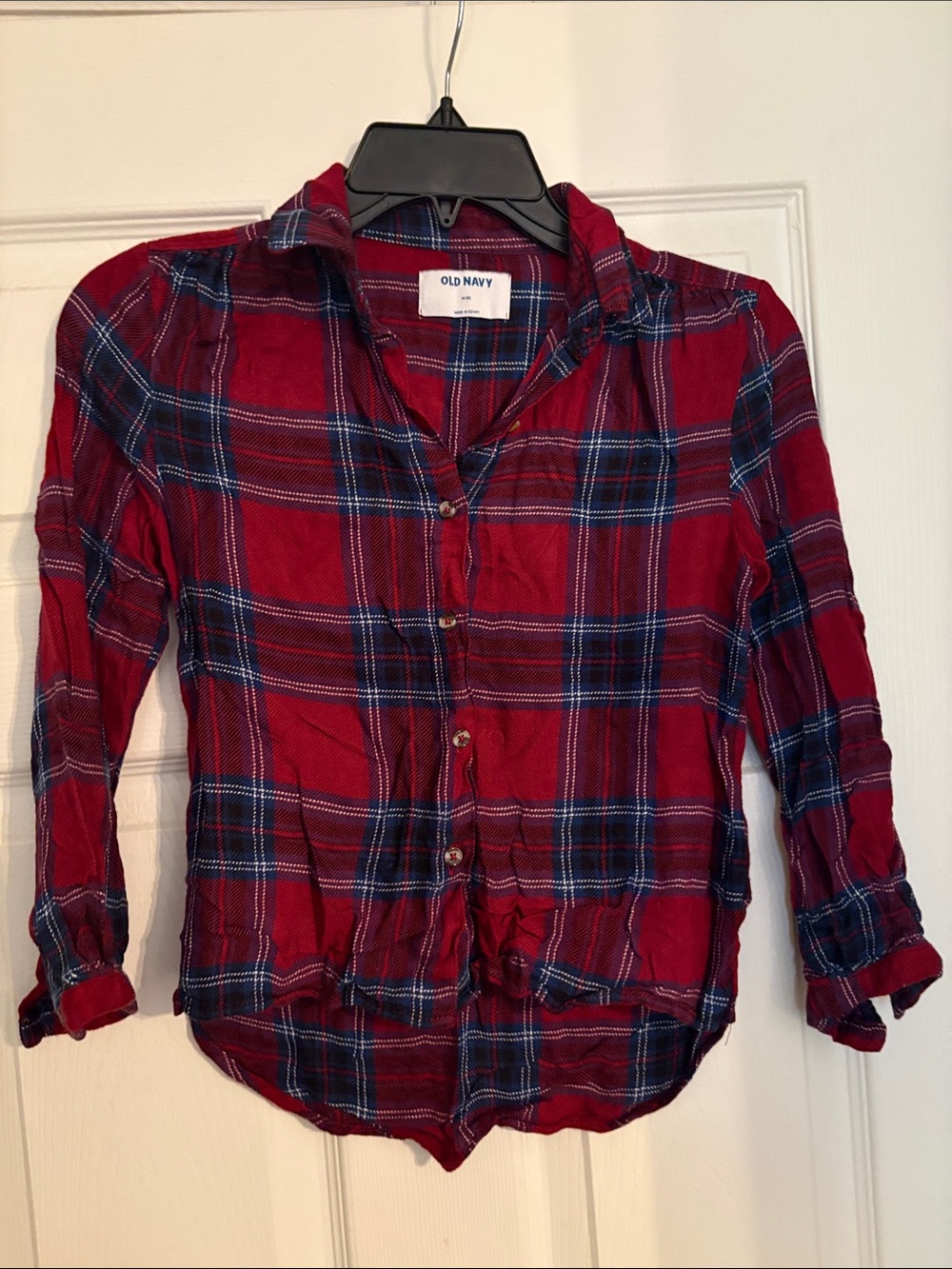 Old Navy Red and Blue Plaid Button-Down Shirt